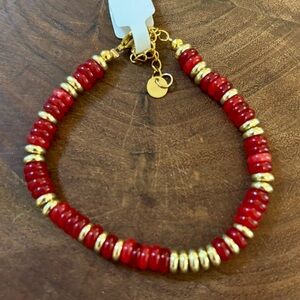 Elegant Red and Gold Beaded Bracelet